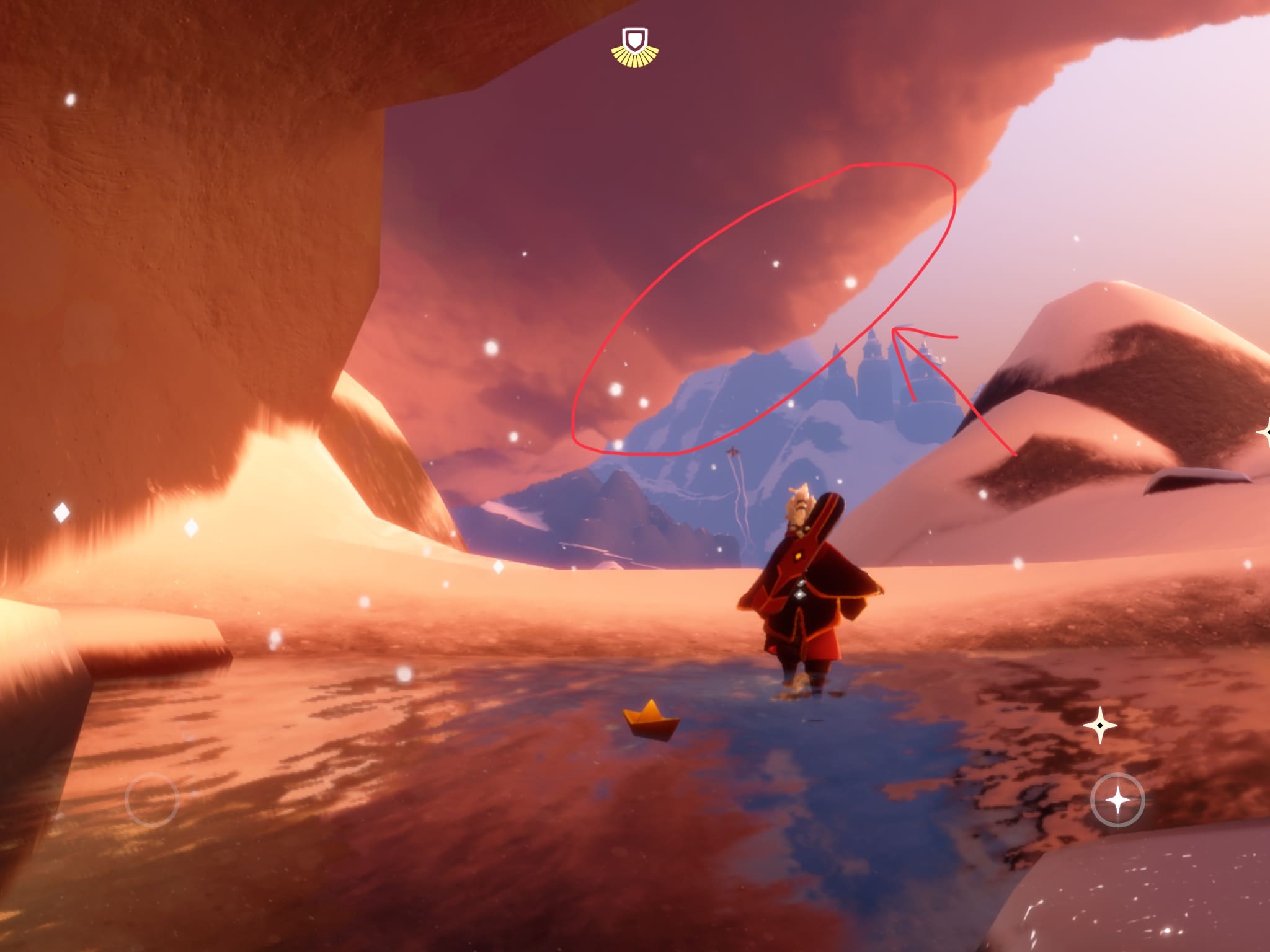 温泉から雲を見上げている画像